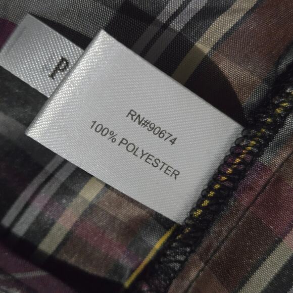 Boston Proper Peplum Ruffle Blouse Purple Plaid Tartan Shirt Check Top Small - Picture 12 of 12